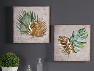 Leaf Plaque Metal Work (Set of 2)