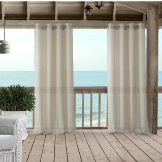 (2) Eastep Solid Sheer Grommet Indoor/Outdoor Curtain Pan 52x95" Natural 