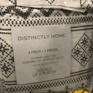 Distinctly Home Flannel Sheet Set, Double, Cross Stitch