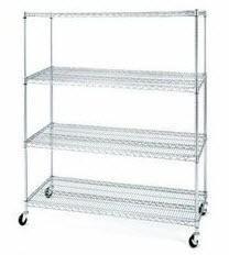 24" x 72" Extra Chrome Wire Shelf w/ 72" Poles and 4 Casters (2 w/ brakes)