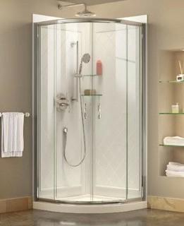 DreamLine Prime 36" x 76.75" Round Sliding Shower Enclosure with Base Included,Clear Glass