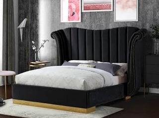 Cicero Upholstered Panel Bed, Black, King