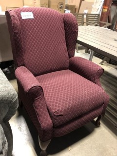 Red Fabric Armchair With Wooden Legs 