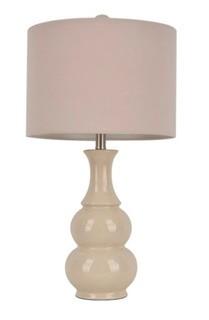 Crackle Ceramic 26.5 in. Ivory Table Lamp with Linen Shade
