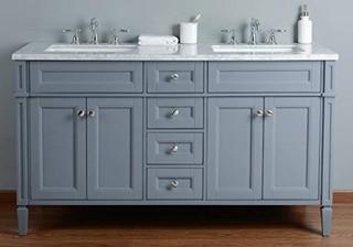Mauricio French 60" Double Bathroom Vanity Set, Slate Grey