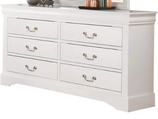 Whispering Pines 6 Drawer Double Dresser, White, As Is