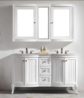 Vinnova 717060-WH-CA-NM Verona 60" Vanity Carrera White Marble Countertop With Mirror