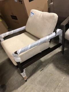 Adjustable Back Wooden Chair With Beige Cushions 