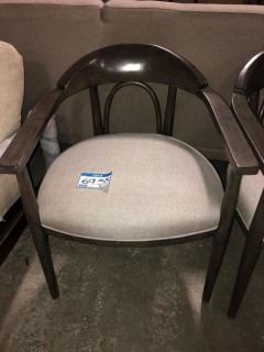 (2) Solid Wood Armchairs, Beige 