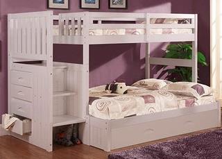 Cambridge Twin over Full Stair Stepper Bunk Bed White-Bed Might Not Be Complete/Parts/As Is