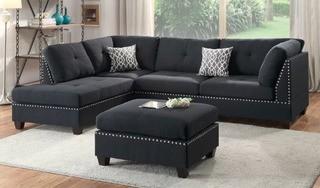 Raelyn Reversible Sectional with Ottoman, Grey