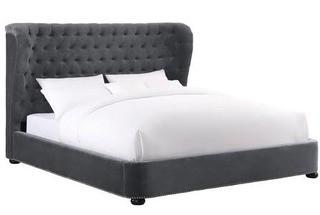 Thibaut Upholstered Platform Bed, King, Dark Grey