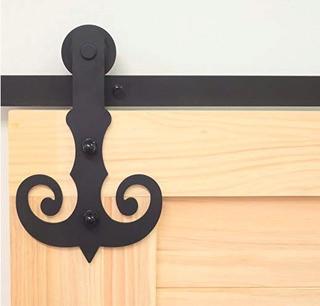 Homacer Sliding Barn Door Hardware Standard Double Door Kit, 8FT Flat Track Anchor Design Roller, Black Rustic Heavy Duty Interior Exterior Use