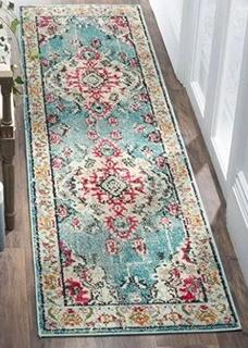 Safavieh Monaco Vintage Bohemian 2-Foot 2-Inch x 6-Foot Runner in Light Blue/Fuchsia