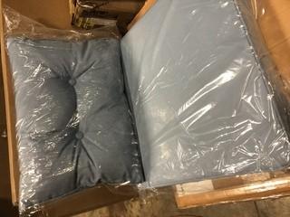 (3) Blue 22x22" Indoor/Outdoor Chair Cushions W/ 1 Pillow
