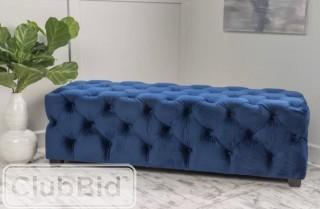Willa Arlo Interiors Bortz Tufted Velvet Rectangular Ottoman - Blue (WRLO7199_22804164)