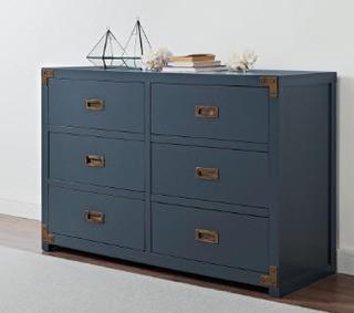 Sumitra 6 Drawer Double Dresser, Graphite Blue