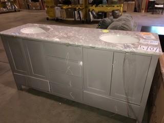72" Double Bathroom Vanity, Light Grey- As Is!