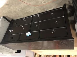 7 Drawer Wooden Dresser, Espresso-Scratches/Chips-As Is