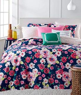 Martha Stewart Whim Comforter Full/Queen Fleurtatious Navy Blue Floral