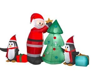 GEMMY?Medium Airblown Santa with Penguins Collection Scene