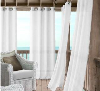 (2) Elrene Bali Sheer Indoor/Outdoor Window Panel Curtain - White - 52" W X 95" L