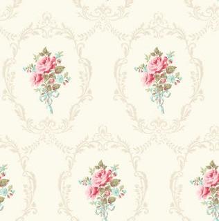 (4) Camellia Floral Cameo 33' x 20.5" Wallpaper Roll