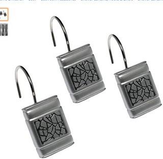 Popular Home 738980233810"Sinatra Silver" Shower Curtain Hooks, Set of 12