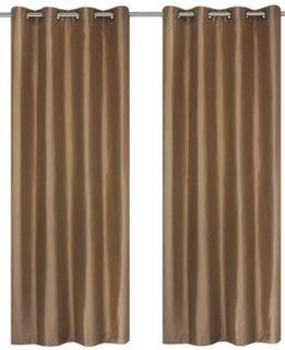 LJ Home Fashions?Silkana Faux Silk Grommet Curtain Panel Set, 56 inch W x 88 inch L, Brown