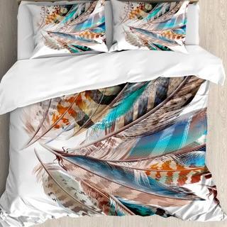 Feather House Vaned Types and Natal Contour Flight Feathers Animal Skin Element Print Duvet Cover Set, Queen