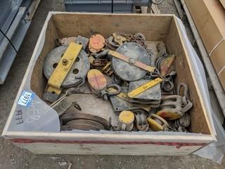 Lot of Assorted Lifting Equipment c/o Block & Tackle, Chain Hoists, Etc.