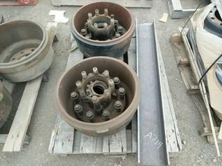 Lot of Assorted Highway Truck Brake Drums & Spindles.