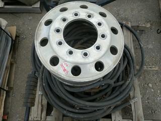 Lot of Assorted Hyd. Hose & () Aluminum Truck Rim.