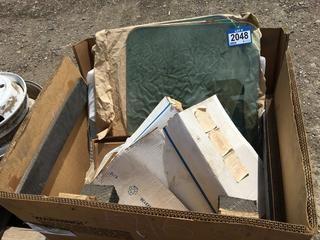 Lot of Assorted Highway Truck Parts c/o Windows, Mud Flaps Hangers, Backing Plates.