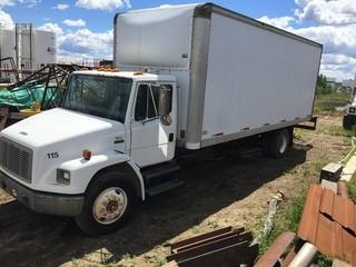 1999 Freightliner S/A Van Truck C/w Manual Transmission, Air Brakes, 24' Van Body, Showing 332,642 Kms. VIN 1FV6JJAB1XHB39876  *Note: May Require Repairs* *LOCATED AT FRONTIER MECHANICAL*