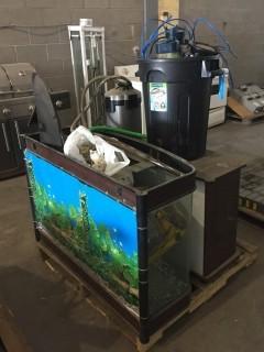Fish Tank C/w Filteration System, Decorations And Stand *LOCATED AT FRONTIER MECHANICAL*