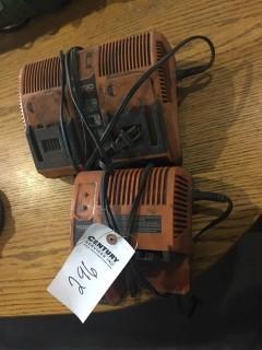 Qty Of (2) Ridgid Battery Chargers *LOCATED AT FRONTIER MECHANICAL*