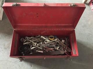 Metal Tool Box C/w Qty Of Assorted Wrenches *LOCATED AT FRONTIER MECHANICAL*