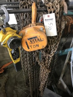 Qty Of (1) 3-Ton Come-A-Long And (1) 1-Ton Come-A-Along *Note: Missing Chain* *LOCATED AT FRONTIER MECHANICAL*