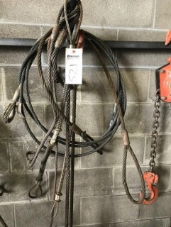 Qty Of Wire Rope Lifting Slings And Whip Checks. *LOCATED AT FRONTIER MECHANICAL*