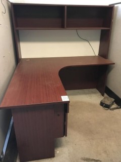 Wood L-Shape Office Desk C/w Hutch  *LOCATED AT FRONTIER MECHANICAL*