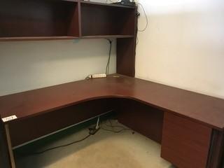 Wood L-Shape Office Desk C/w Hutch  *LOCATED AT FRONTIER MECHANICAL*