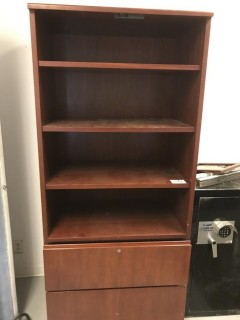 Wood 4-Tier And 2-Drawer Book Shelf *LOCATED AT FRONTIER MECHANICAL*