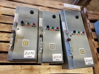 (2) Square D Schneider Electric Starter Inits, 25 A.  C/W O/L, Size 0(Zero) Starters, (1) Square D Schneider Electric Starter Unit. C/W -  O/L, Size 2 Starter, 30 A (3-PH), HOA.  *LOCATED AT THE EDMONTON REGIONAL AUCTION CENTRE* 