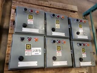 (6) Square D Schneider Electric Starter Assemblies, (1 - PH), Size ) (Zero) Starter, C/W O/L, HOA.  *LOCATED AT THE EDMONTON REGIONAL AUCTION CENTRE* 