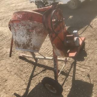 Cement Mixer. C/W Motor.  *LOCATED AT THE EDMONTON REGIONAL AUCTION CENTRE*  