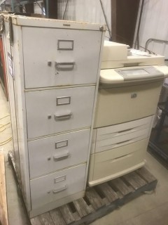 Filing Cabinet and HP Printer (Model # C8531A).*LOCATED AT THE EDMONTON REGIONAL AUCTION CENTRE*  