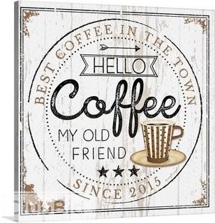 Great Big Canvas 'Hello Coffee' by Jennifer Pugh Vintage Textual Art on Wrapped Canvas (GBCN7112_17948164)