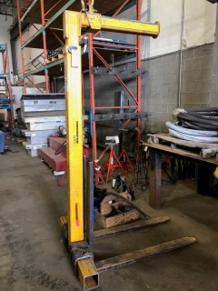 Kinshofer Liftall Crane Forks C/w 6000lb Capacity, Adjustable Frame And Fork Positions, 48in Forks *Note: Item Cannot Be Removed Until Noon July 4 Unless Mutually Agreed Upon* *LOCATED AT FRONTIER MECHANICAL*