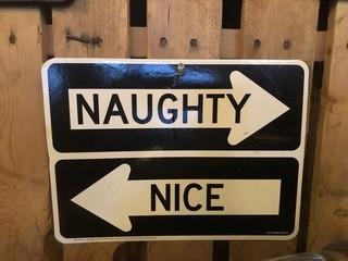 Naughty/Nice Sign 9" x 12".